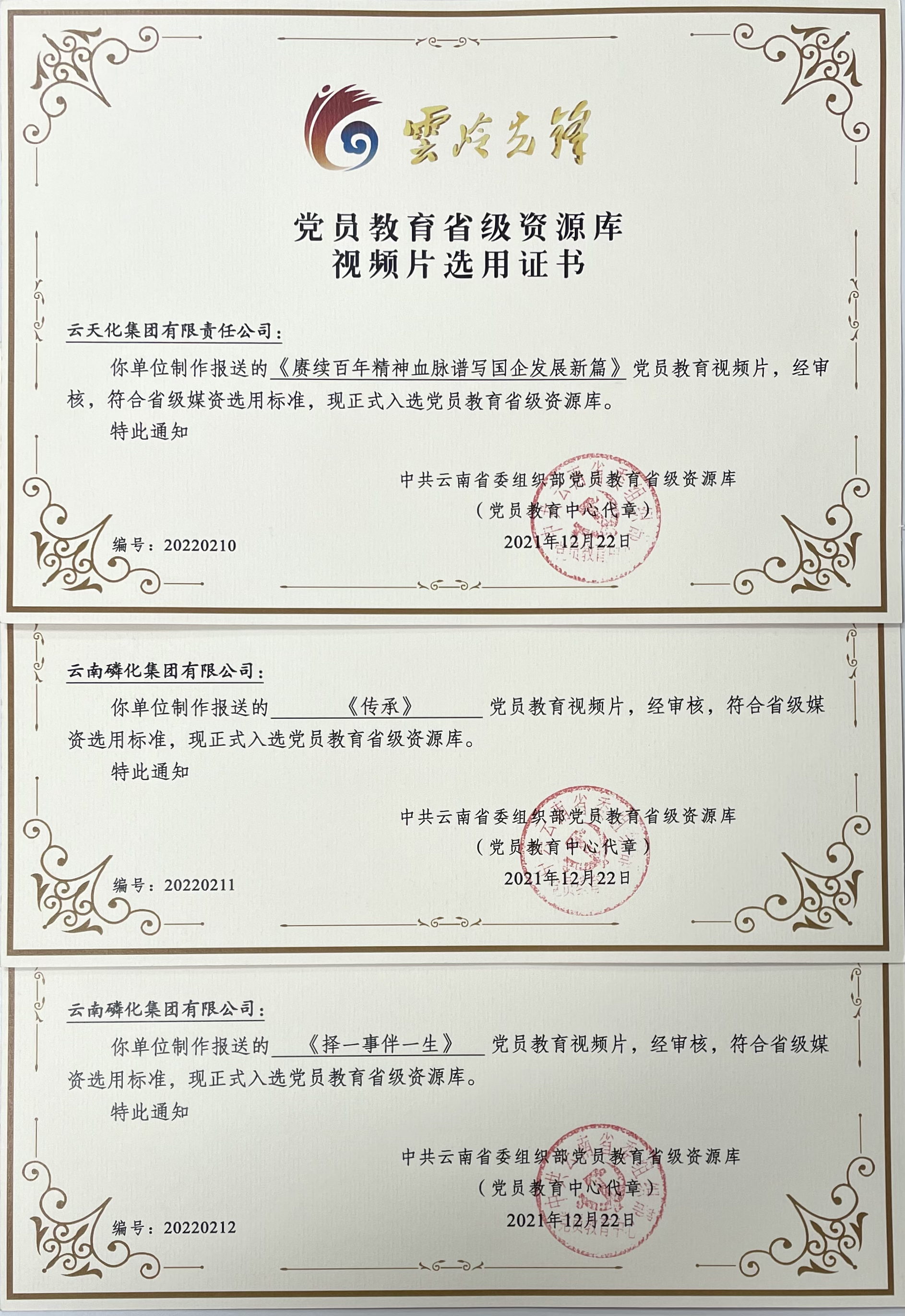 云天化集團(tuán)多部黨課視頻獲省級(jí)榮譽(yù)